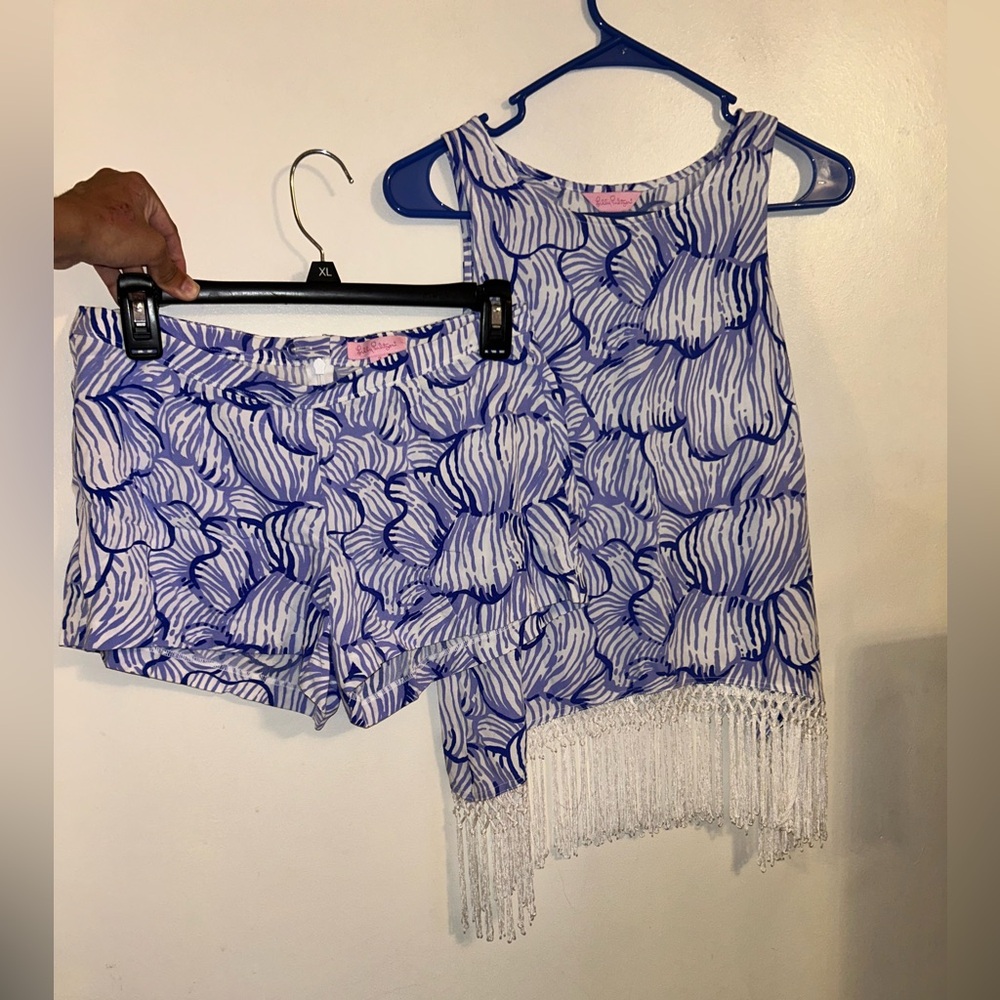 Lilly Pulitzer Sonya Fringe Tank Top And Shorts Set Size 2
